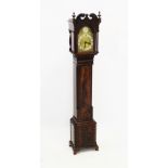 A Chippendale style mahogany grandmother clock, mid 20th century, with a blind fretwork frieze above
