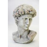 After Michelangelo, a large composite bust of David, classically modelled, 58cm high