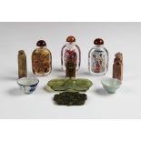 A selection of Chinese objects of virtue, 19th century and later, comprising; three reverse