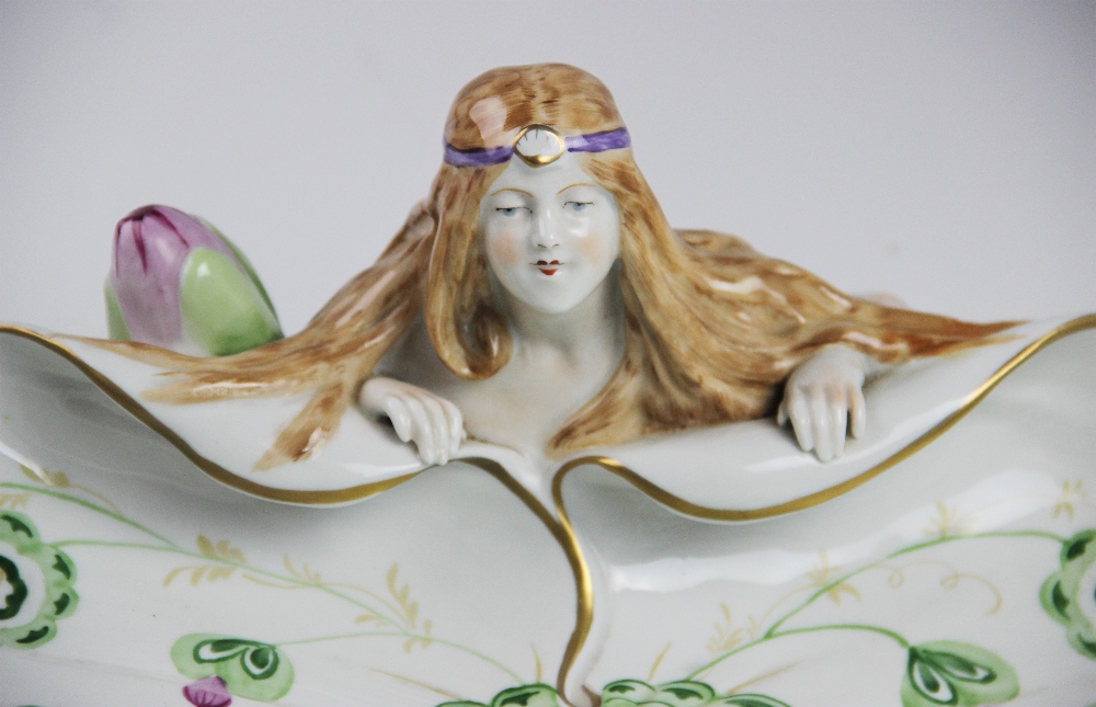 A VEB Porzellan Manufaktur Plaue continental porcelain princess and frog dish, mid 20th century, - Image 2 of 4
