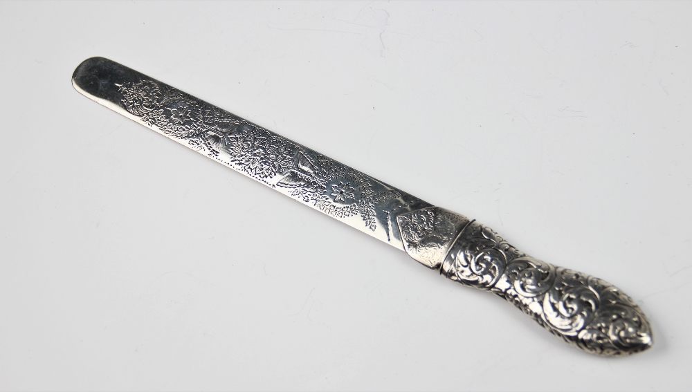 Victorian silver page turner by George Unite & Sons, Birmingham 1887, the blade engraved with - Image 2 of 2