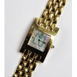A lady's 18ct gold Chopard 'H' wristwatch, the square mother-of-pearl dial with gold toned Roman