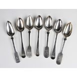 Three George III silver tablespoons by William Eley & William Fearn, London, two dated 1787 and