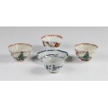 Two Liverpool soft paste porcelain tea bowls, 18th century, each hand painted with polychrome