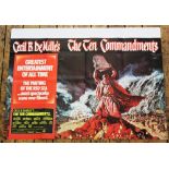A British quad film poster for THE TEN COMMANDMENTS (1972) starring Charlton Heston, folded as