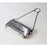 A George V silver purse by Clark & Sewell Chester 1916, of rectangular form with engine turned