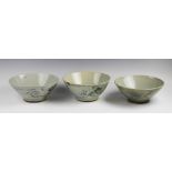 Three Chinese shipwreck bowls, late Ming Dynasty, possibly Tek-Sing cargo, each of tapered