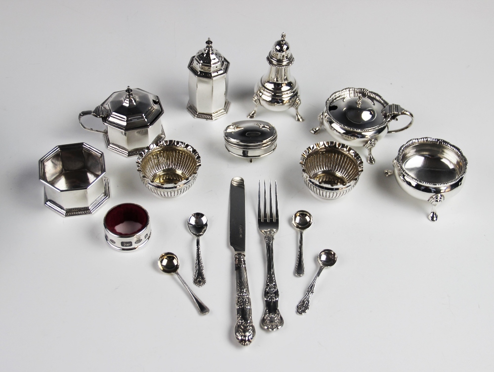 A George V silver condiment set by Edward Barnard & Sons Ltd, London 1936, each of baluster form - Image 2 of 2