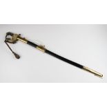 A Naval officer's dress sword, 20th century, the 79.cm single edge curved fullered steel blade