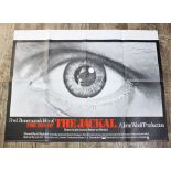 A British quad film poster for THE DAY OF THE JACKAL (1973) starring Edward Fox, folded as