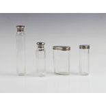 Four silver mounted cut glass dressing table jars by James Vickery, London 1866, each of faceted