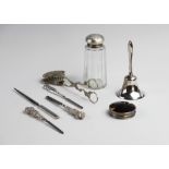 A selection of silver tableware and accessories, to include a pair of continental silver serving