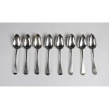 A set of eight George III silver tablespoons by Richard Crossley, London, 1798, each of plain