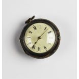 A George IV silver pair case pocket watch the round white dial with Roman numeral markers, set to