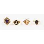 A 9ct gold amethyst set dress ring, comprising a central oval cut amethyst measuring 10mm x 8mm,