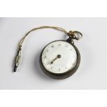 A George III silver pair case pocket watch, the white enamel dial with Arabic numerals, set to a