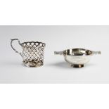A silver wine taster by Harrison Brothers & Howson, Sheffield 1937, together with a pierced silver