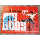 A British quad film poster for THE BIG BOSS (1971) starring Bruce Lee, folded as originally