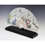A Lladro limited edition 'Iris and Cherry Blossom Flowers' porcelain fan, numbered 0632 of 2000, the