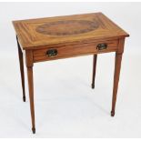 An Edwardian mahogany occasional table, the rectangular top centred with an inlaid parquetry oval