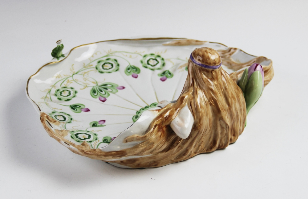 A VEB Porzellan Manufaktur Plaue continental porcelain princess and frog dish, mid 20th century, - Image 4 of 4
