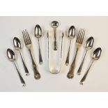 A pair of George III Scottish silver hourglass pattern forks, William & Patrick Cunningham,