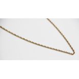 A yellow metal necklace chain, with spring ring and loop fastening, stamped '9CT', length 61cm long,
