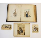 An album containing a collection of forty eight watercolour, ink and pencil sketches, early 20th