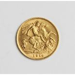 A George V half sovereign, dated 1914, weight 4.0gms