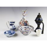 A selection of 18th century Chinese porcelain, to include an archaic mounted powder blue handled cup