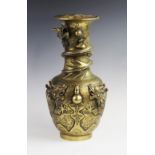 A large Chinese polished dragon vase, Xuande six character mark, of baluster form and externally