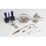 A selection of silver, silver-plate and cut glass tableware, to include a Continental cut glass
