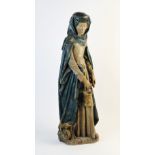An Italian painted plaster figure, probably Saint Margaret of Antioch, modelled holding a pestle and