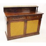 A Regency mahogany chiffonier sideboard, the raised back with a galleried upper shelf above two