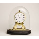 A late 19th century French brass skeleton timepiece by Japy Freres, the 9cm white enamel dial