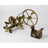 A brass hand cranked watchmaker's lathe by J & T Jones of Prescot, 20th century, stamped maker's
