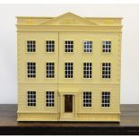 A craftsman built cream Georgian style dolls house, late 20th century, the house with an