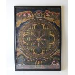 A Tibetan Mandala Thangka, gouache on silk, 70cm x 50cm, framed and glazed