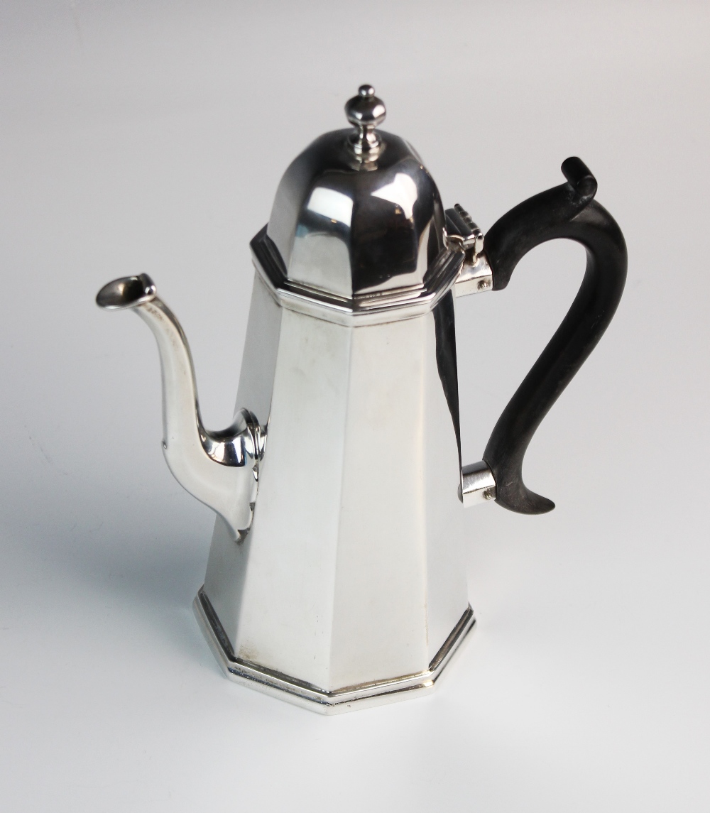 An Edwardian silver coffee pot by Charles Stuart Harris, London 1906, of tapered octagonal form, - Image 2 of 2