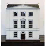 A craftsman built white Georgian style dolls house, late 20th century, the removable house front