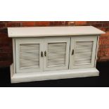 A Younger white painted hall cupboard, mid 20th century, with drawer section to the side, 52cm H x