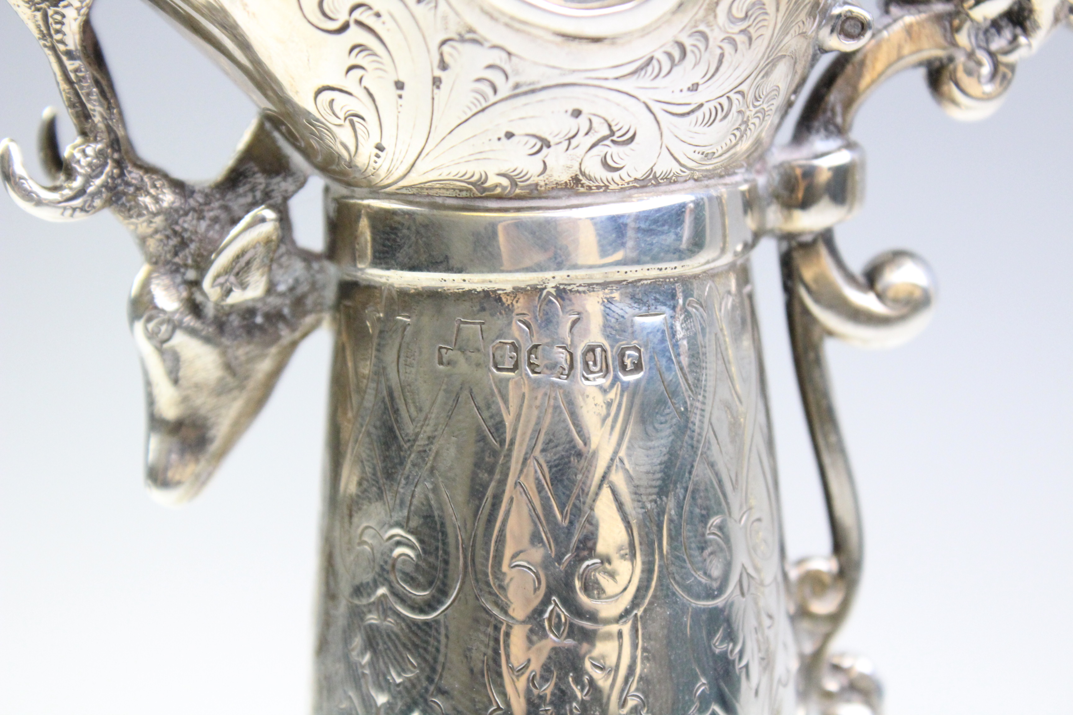 A Victorian silver mounted cut glass claret jug, marks for 'WP', - Image 4 of 6