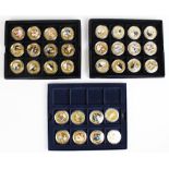 A Westminster boxed set of twelve 24ct gold plated one dollar coins, the cupronickel coins applied
