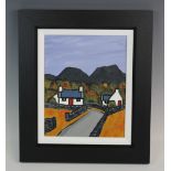 David Barnes (Welsh Contemporary), Oil on board, 'Road Into The Hills', Signed verso with gallery