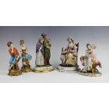 A collection of five Capodimonte figures, to include a mother and child, 18cm high, a pair of
