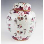A Samson porcelain armorial vase and cover in the 18th century Chinese export style, the ovoid
