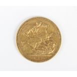 A Victorian gold sovereign, dated 1889, weight 7.9gms