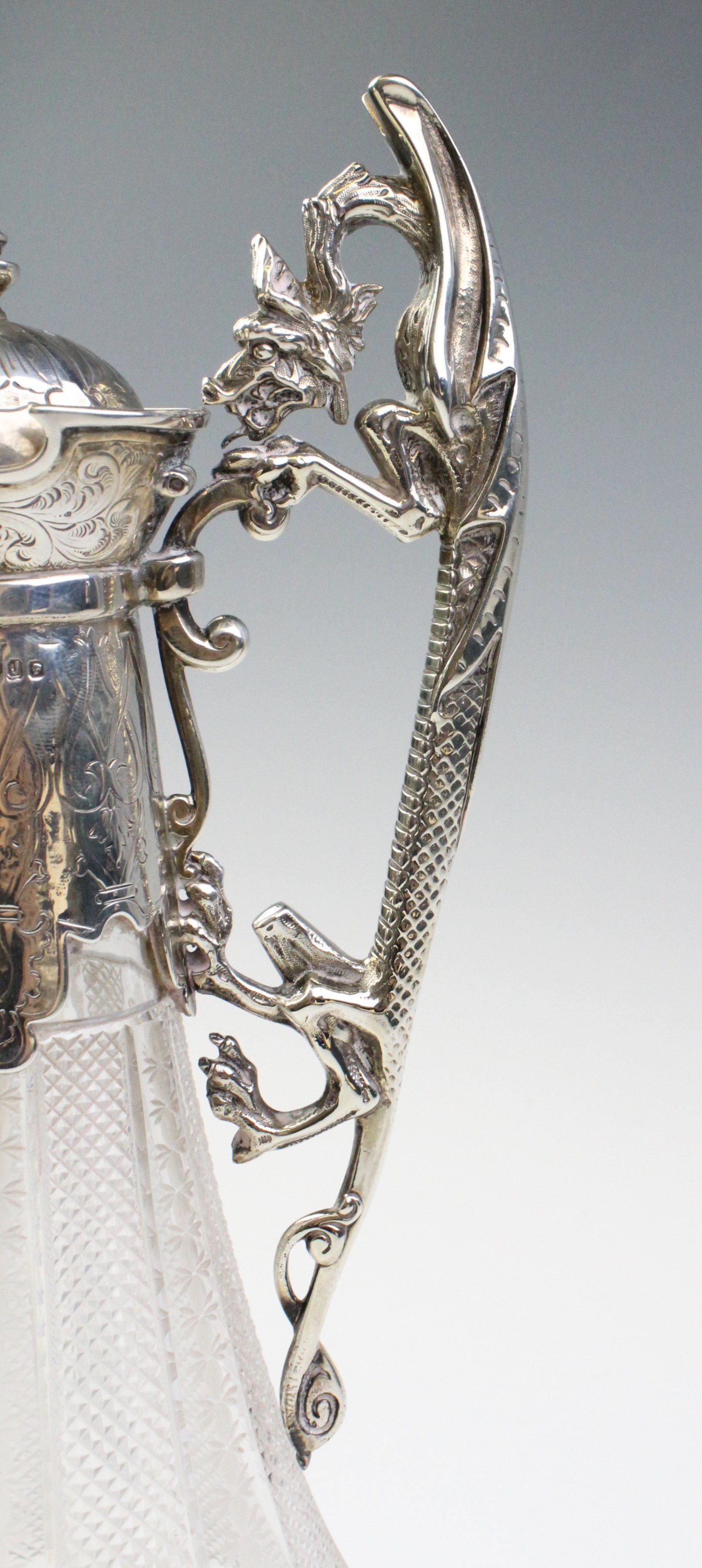 A Victorian silver mounted cut glass claret jug, marks for 'WP', - Image 6 of 6