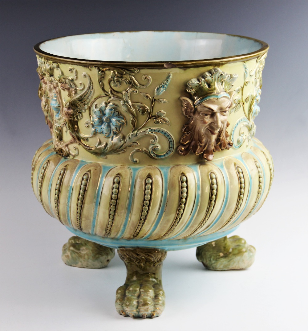 An Italian majolica jardinière, early 20th century, of compressed baluster form, the flared neck - Image 2 of 4