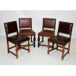 A matched set of ten 17th century style oak and leather dining chairs, 20th century, to include a